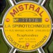 Štítek na předním víku automatiky Mistral s názvem a výrobním číslem.