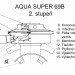 Technický výkres II. stupně automatiky Aqua Super 69B s popisem jednotlivých dílů.
