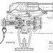 Schéma dvoustupňové automatiky Merlin Mk. V v řezu. Znázorňuje I. stupeň propojený s ventilem rezervy a nastavení tlaku na I. stupni distančními podložkami.