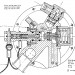 Schéma automatiky Merlin Mk. VI v řezu. Znázorňuje redukční ventil propojený s ventilem rezervy a připojení na přípojku hadice přivádějící vzduch z povrchu.