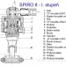 Řez I. stupně automatiky Spiro 8 s popisem jednotlivých částí.